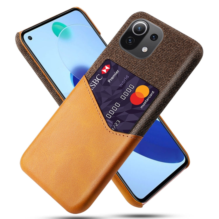 For Xiaomi Mi 11 Lite 5G Cloth Texture PC + PU Leather Back Cover Shockproof Case with Card Slot