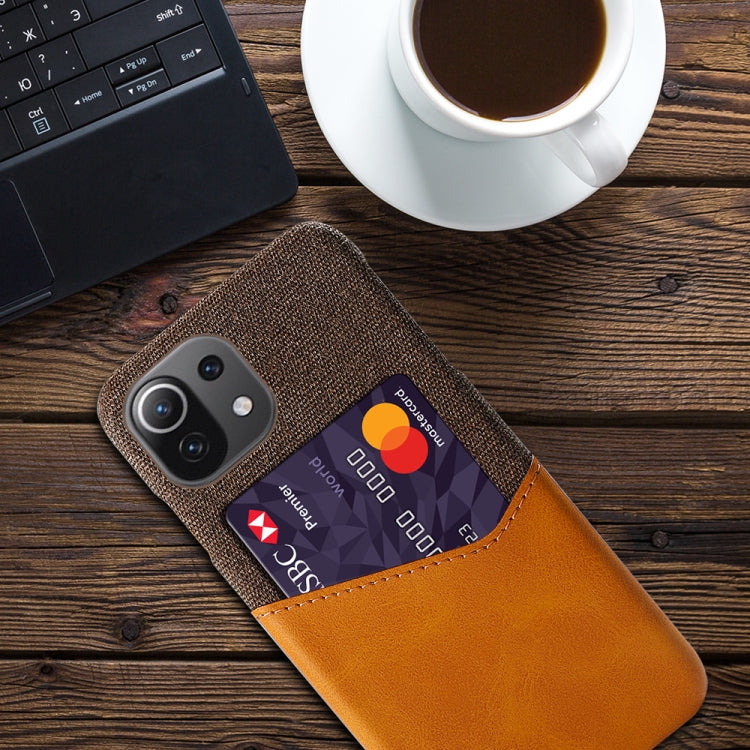 For Xiaomi Mi 11 Lite 5G Cloth Texture PC + PU Leather Back Cover Shockproof Case with Card Slot