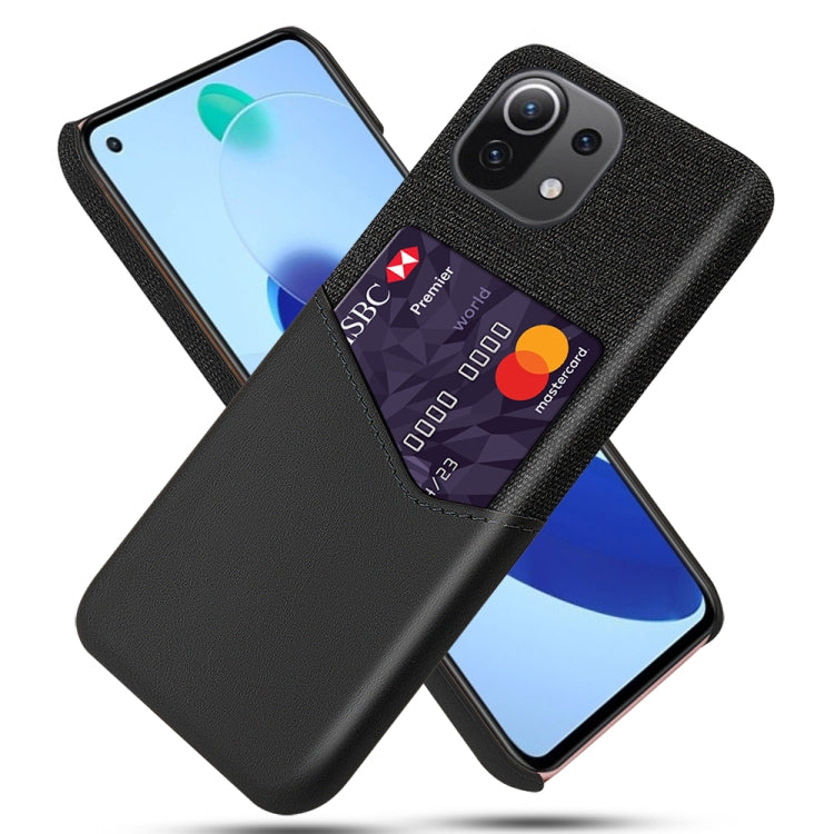 For Xiaomi Mi 11 Lite 5G Cloth Texture PC + PU Leather Back Cover Shockproof Case with Card Slot