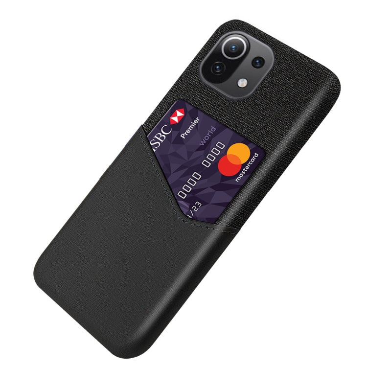 For Xiaomi Mi 11 Lite 5G Cloth Texture PC + PU Leather Back Cover Shockproof Case with Card Slot