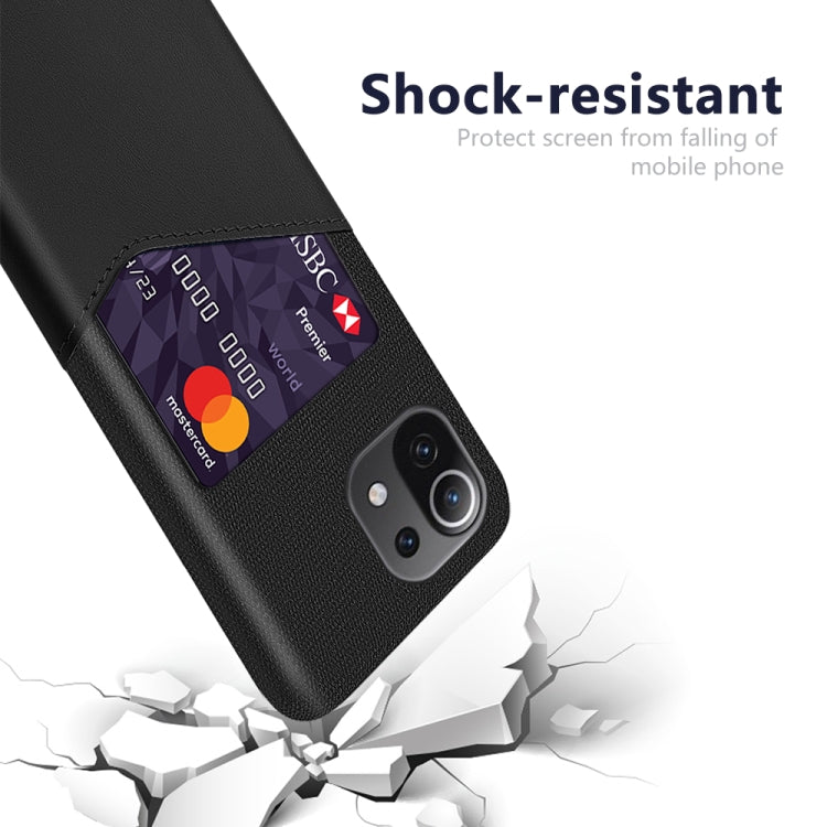 For Xiaomi Mi 11 Lite 5G Cloth Texture PC + PU Leather Back Cover Shockproof Case with Card Slot