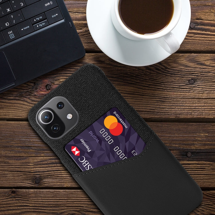 For Xiaomi Mi 11 Lite 5G Cloth Texture PC + PU Leather Back Cover Shockproof Case with Card Slot