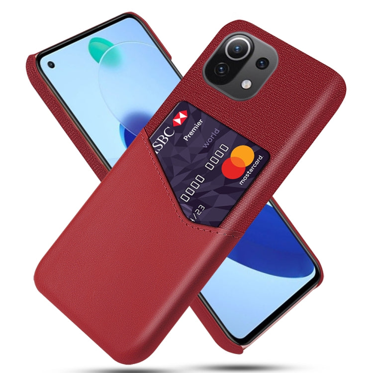 For Xiaomi Mi 11 Lite 5G Cloth Texture PC + PU Leather Back Cover Shockproof Case with Card Slot