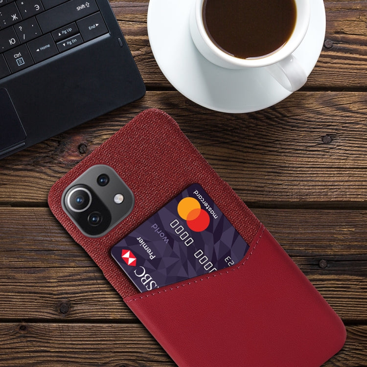 For Xiaomi Mi 11 Lite 5G Cloth Texture PC + PU Leather Back Cover Shockproof Case with Card Slot