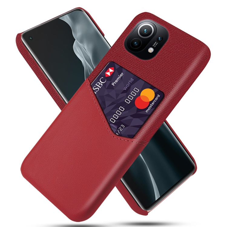 For Xiaomi Mi 11 Cloth Texture PC + PU Leather Back Cover Shockproof Case with Card Slot