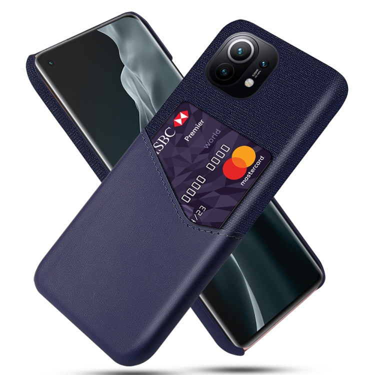 For Xiaomi Mi 11 Cloth Texture PC + PU Leather Back Cover Shockproof Case with Card Slot