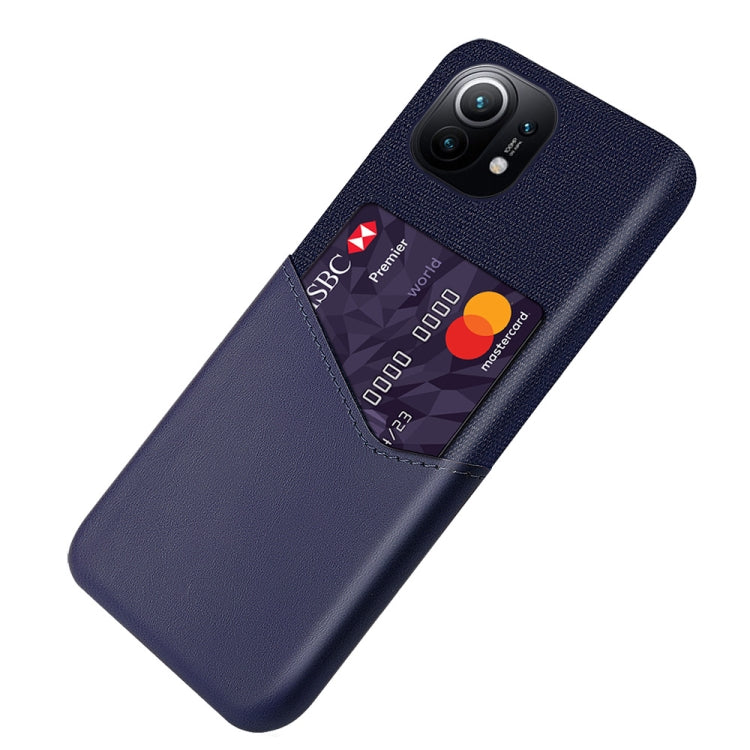 For Xiaomi Mi 11 Cloth Texture PC + PU Leather Back Cover Shockproof Case with Card Slot