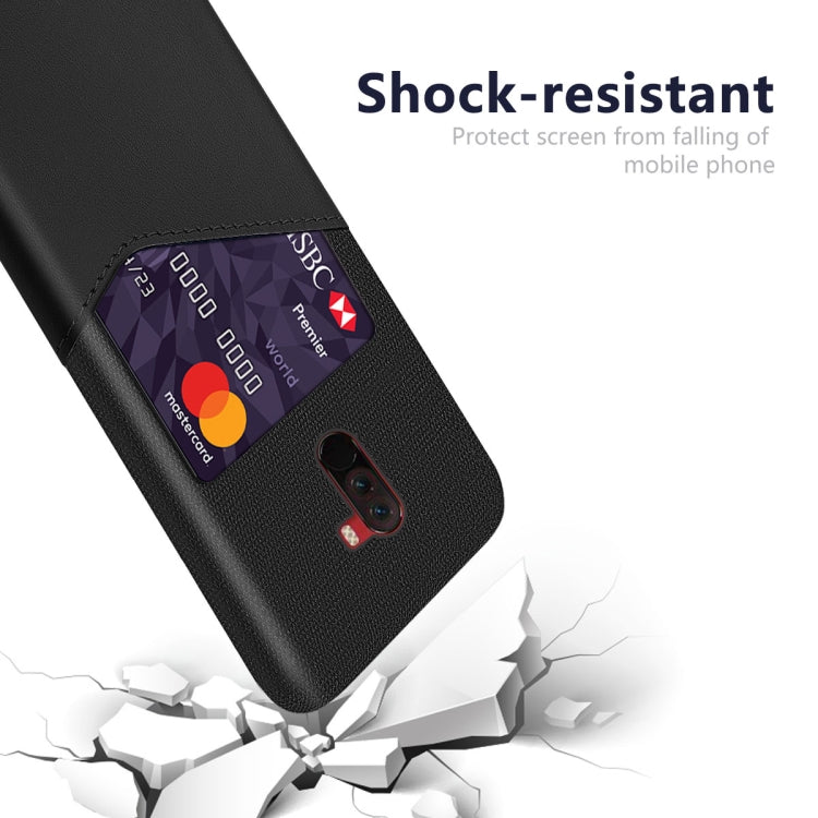 For Xiaomi Pocophone F1 Cloth Texture PC + PU Leather Back Cover Shockproof Case with Card Slot