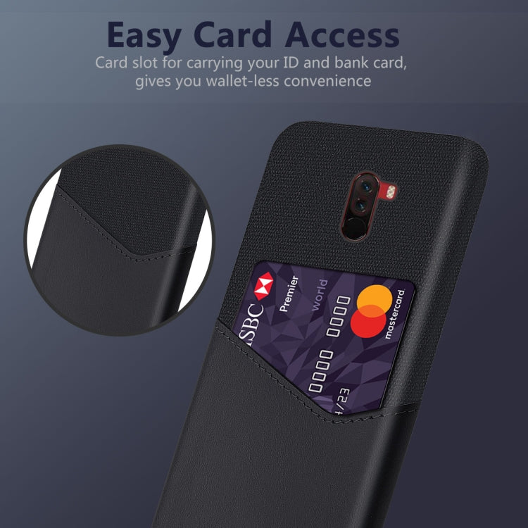 For Xiaomi Pocophone F1 Cloth Texture PC + PU Leather Back Cover Shockproof Case with Card Slot