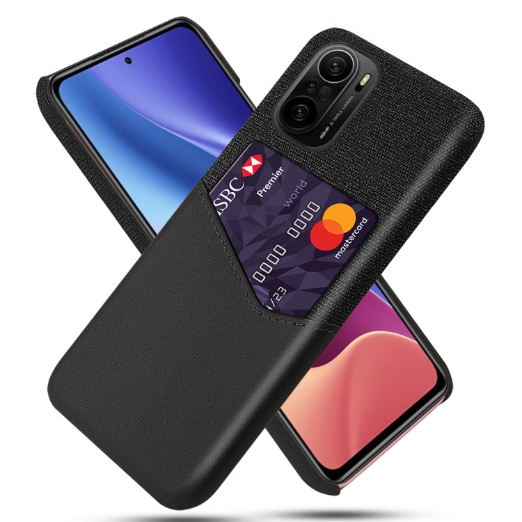 For Xiaomi Redmi K40 Cloth Texture PC + PU Leather Back Cover Shockproof Case with Card Slot