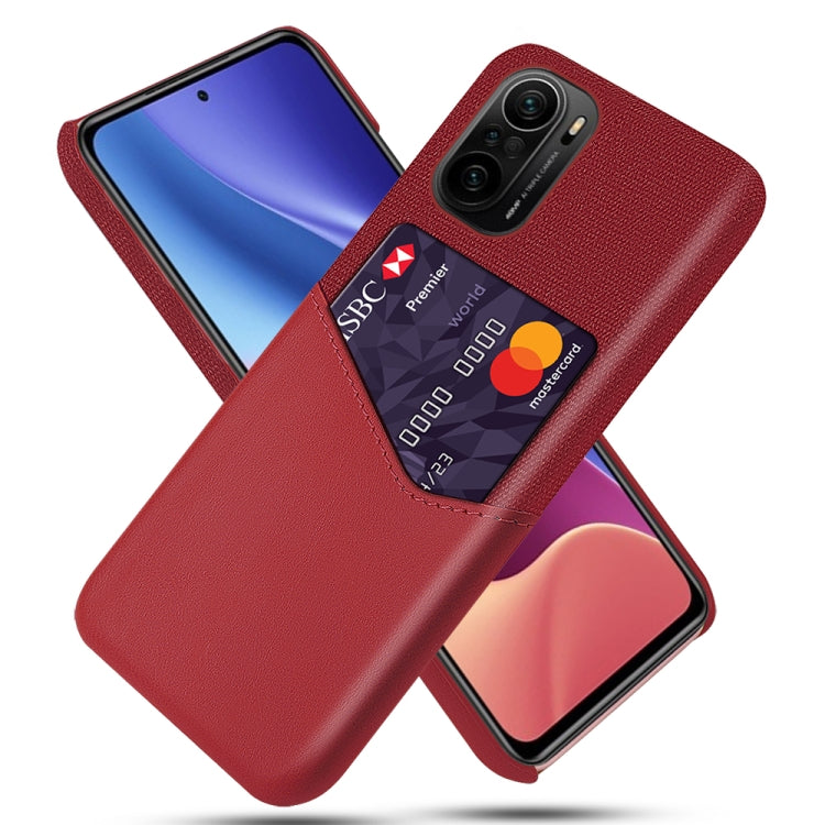 For Xiaomi Redmi K40 Cloth Texture PC + PU Leather Back Cover Shockproof Case with Card Slot
