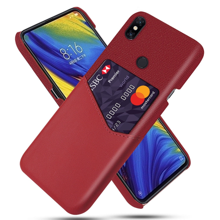 For Xiaomi Mi Mix 3 Cloth Texture PC + PU Leather Back Cover Shockproof Case with Card Slot