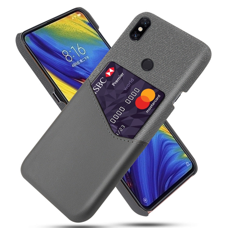 For Xiaomi Mi Mix 3 Cloth Texture PC + PU Leather Back Cover Shockproof Case with Card Slot
