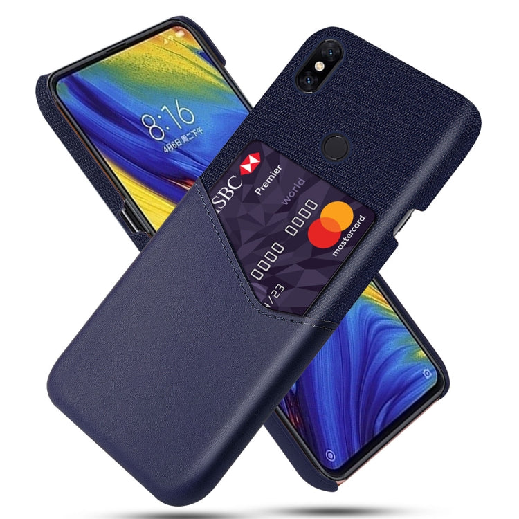 For Xiaomi Mi Mix 3 Cloth Texture PC + PU Leather Back Cover Shockproof Case with Card Slot