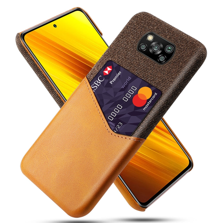 For Xiaomi Poco X3 Cloth Texture PC + PU Leather Back Cover Shockproof Case with Card Slot