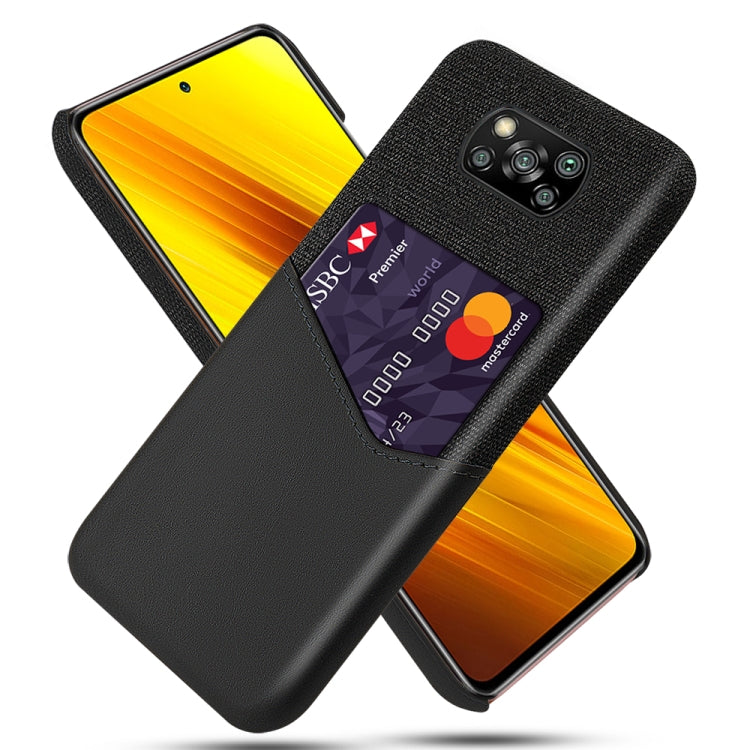 For Xiaomi Poco X3 Cloth Texture PC + PU Leather Back Cover Shockproof Case with Card Slot