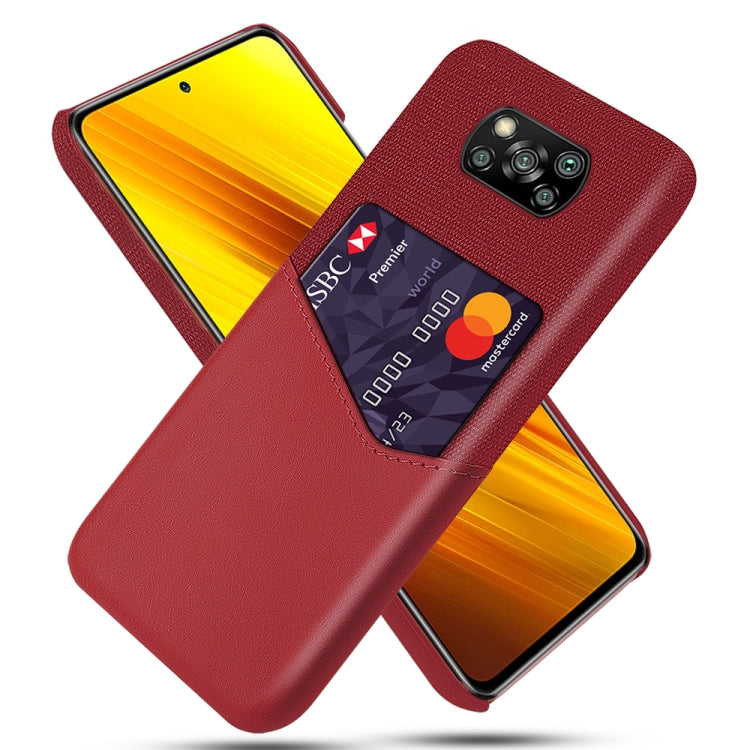 For Xiaomi Poco X3 Cloth Texture PC + PU Leather Back Cover Shockproof Case with Card Slot