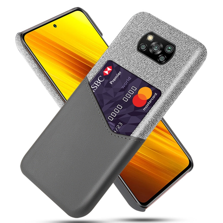 For Xiaomi Poco X3 Cloth Texture PC + PU Leather Back Cover Shockproof Case with Card Slot