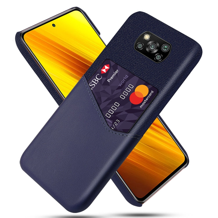 For Xiaomi Poco X3 Cloth Texture PC + PU Leather Back Cover Shockproof Case with Card Slot