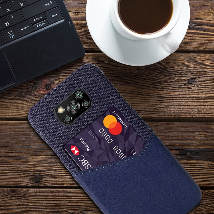 For Xiaomi Poco X3 Cloth Texture PC + PU Leather Back Cover Shockproof Case with Card Slot