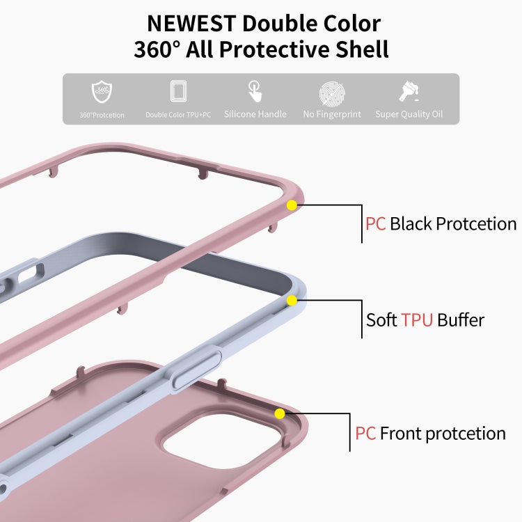 For iPhone 13 Dual-color 360 Degrees Full Coverage Protective PC + TPU Shockproof Case
