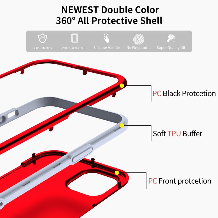 For iPhone 13 Dual-color 360 Degrees Full Coverage Protective PC + TPU Shockproof Case