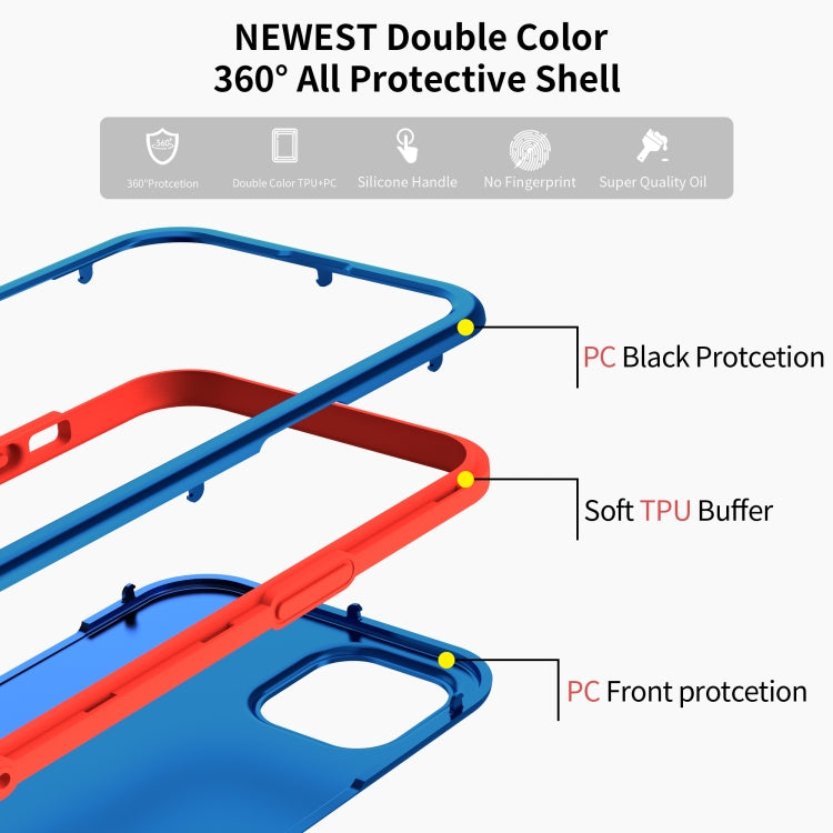For iPhone 13 Dual-color 360 Degrees Full Coverage Protective PC + TPU Shockproof Case