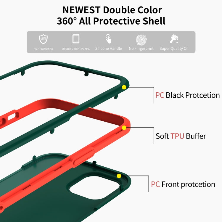 For iPhone 13 Dual-color 360 Degrees Full Coverage Protective PC + TPU Shockproof Case