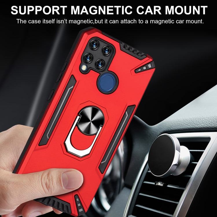 For Realme C15 PC + TPU Protective Case with 360 Degrees Rotatable Ring Holder