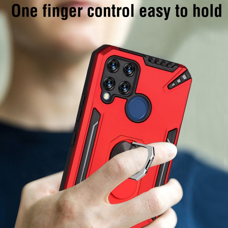 For Realme C15 PC + TPU Protective Case with 360 Degrees Rotatable Ring Holder