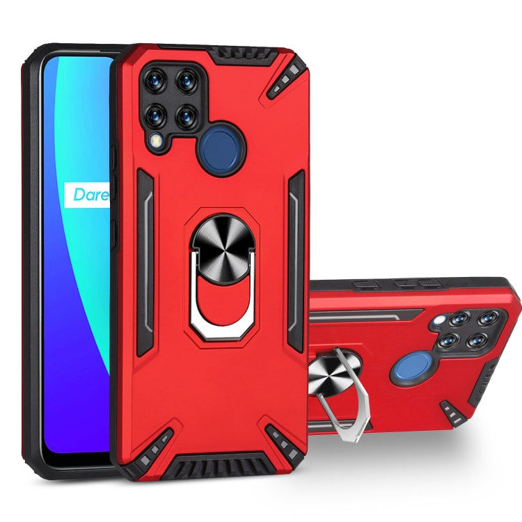 For Realme C15 PC + TPU Protective Case with 360 Degrees Rotatable Ring Holder