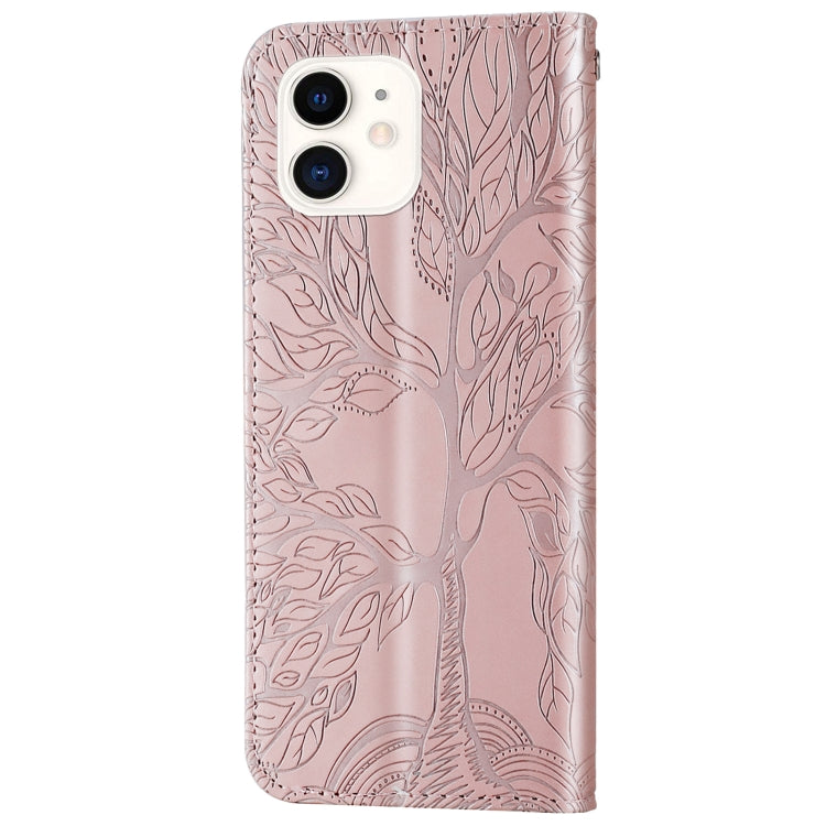For iPhone 13 mini Life of Tree Embossing Pattern Horizontal Flip Leather Case with Holder & Card Slot & Wallet & Photo Frame & Lanyard