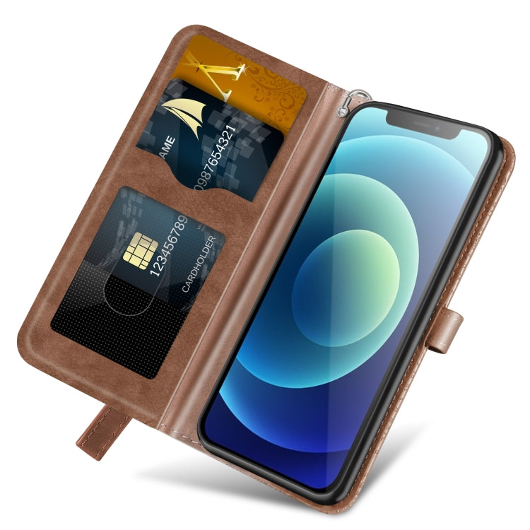 For iPhone 13 mini Life of Tree Embossing Pattern Horizontal Flip Leather Case with Holder & Card Slot & Wallet & Photo Frame & Lanyard