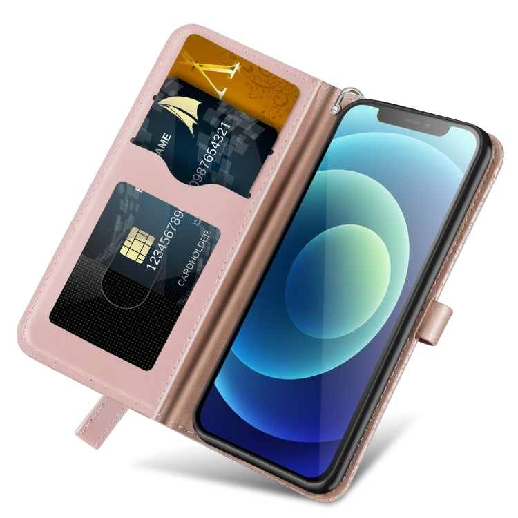 For iPhone 13 Life of Tree Embossing Pattern Horizontal Flip Leather Case with Holder & Card Slot & Wallet & Photo Frame & Lanyard