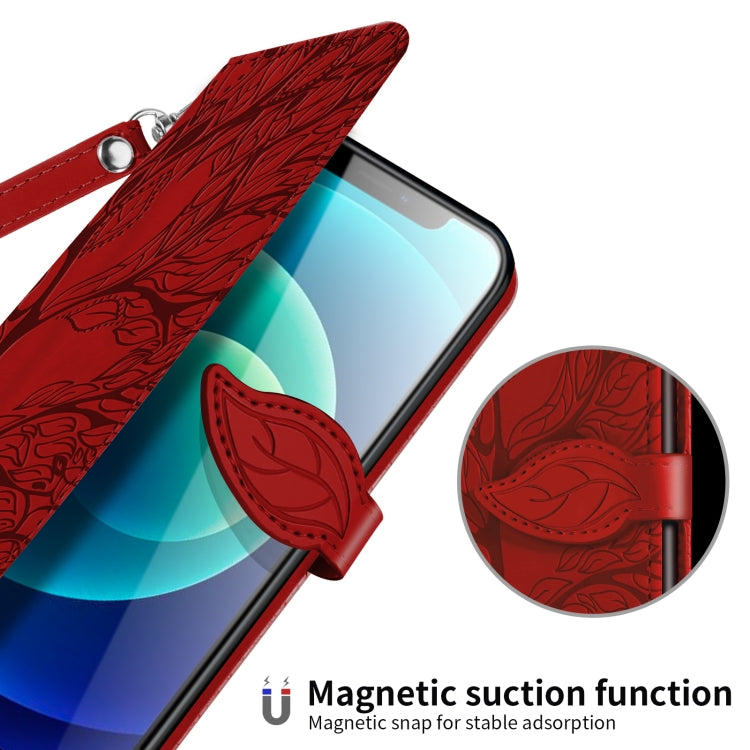 For iPhone 13 Pro Max Life of Tree Embossing Pattern Horizontal Flip Leather Case with Holder & Card Slot & Wallet & Photo Frame & Lanyard