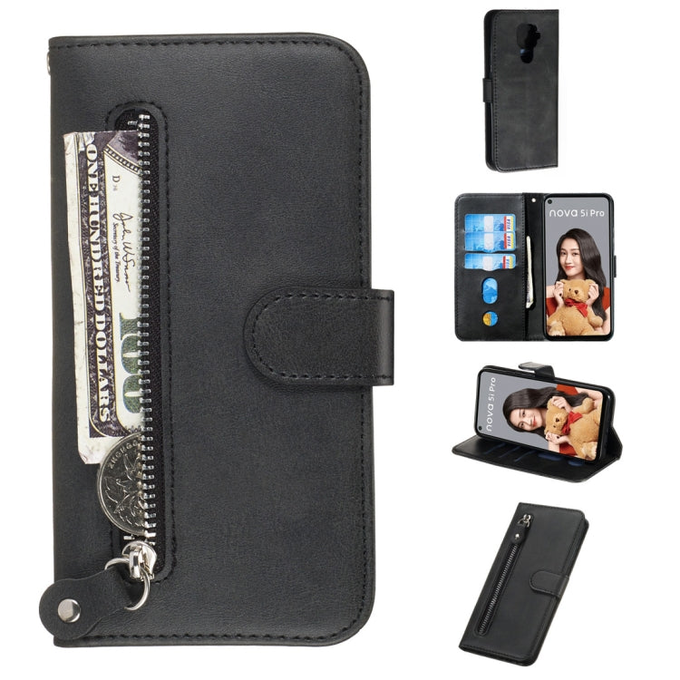 For Huawei nova 5i Pro/Mate 30 Lite Fashion Calf Texture Zipper Horizontal Flip PU Leather Case, with Holder & Card Slots & Wallet