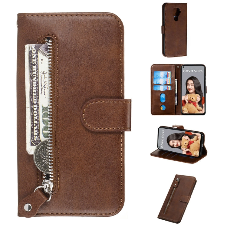 For Huawei nova 5i Pro/Mate 30 Lite Fashion Calf Texture Zipper Horizontal Flip PU Leather Case, with Holder & Card Slots & Wallet