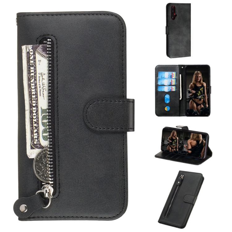 For Huawei nova 5 / nova 5 Pro Fashion Calf Texture Zipper Horizontal Flip PU Leather Case, with Holder & Card Slots & Wallet