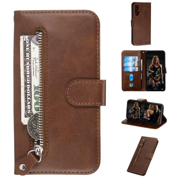 For Huawei nova 5 / nova 5 Pro Fashion Calf Texture Zipper Horizontal Flip PU Leather Case, with Holder & Card Slots & Wallet