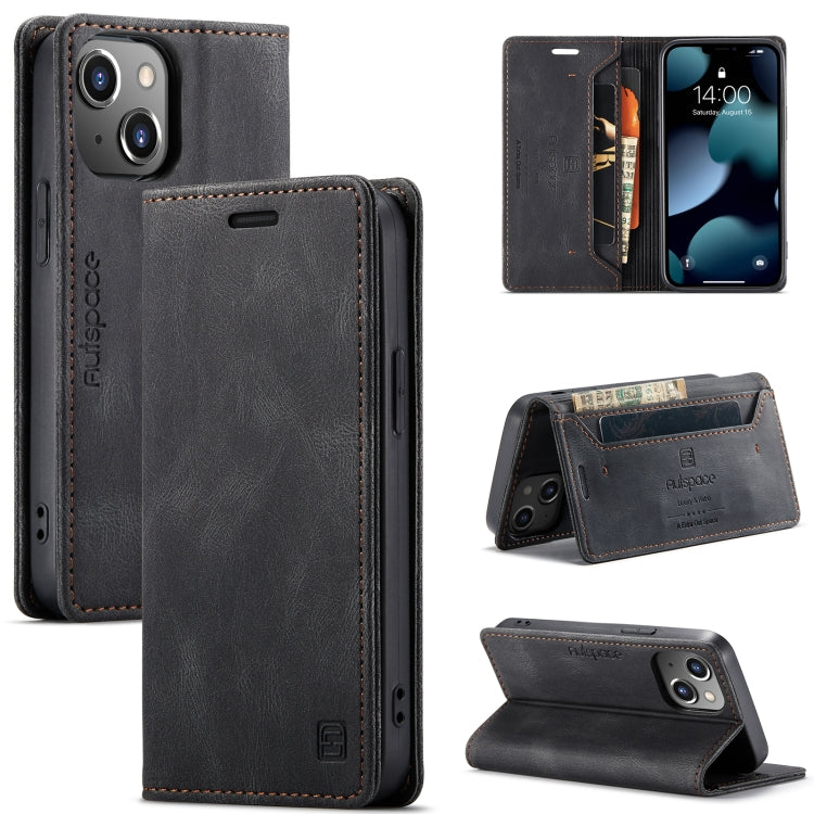 For iPhone 13 AutSpace A01 Retro Skin-feel Crazy Horse Texture Horizontal Flip Leather Case with Holder & Card Slots & Wallet & RFID