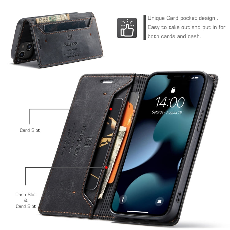 For iPhone 13 AutSpace A01 Retro Skin-feel Crazy Horse Texture Horizontal Flip Leather Case with Holder & Card Slots & Wallet & RFID