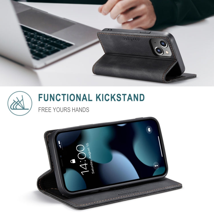 For iPhone 13 AutSpace A01 Retro Skin-feel Crazy Horse Texture Horizontal Flip Leather Case with Holder & Card Slots & Wallet & RFID