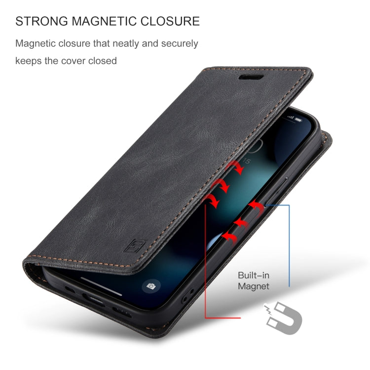 For iPhone 13 AutSpace A01 Retro Skin-feel Crazy Horse Texture Horizontal Flip Leather Case with Holder & Card Slots & Wallet & RFID