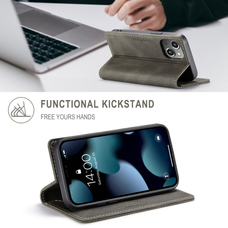 For iPhone 13 AutSpace A01 Retro Skin-feel Crazy Horse Texture Horizontal Flip Leather Case with Holder & Card Slots & Wallet & RFID