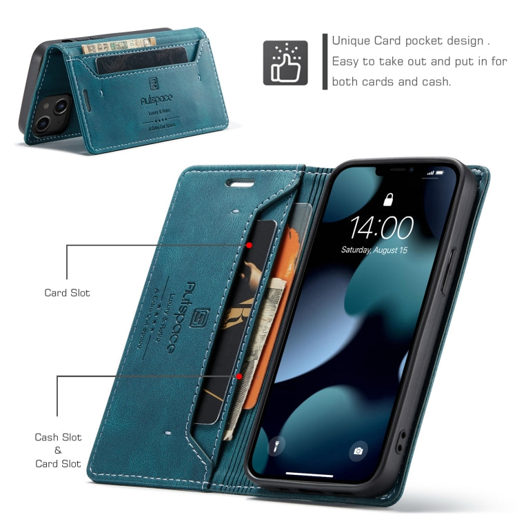 For iPhone 13 AutSpace A01 Retro Skin-feel Crazy Horse Texture Horizontal Flip Leather Case with Holder & Card Slots & Wallet & RFID