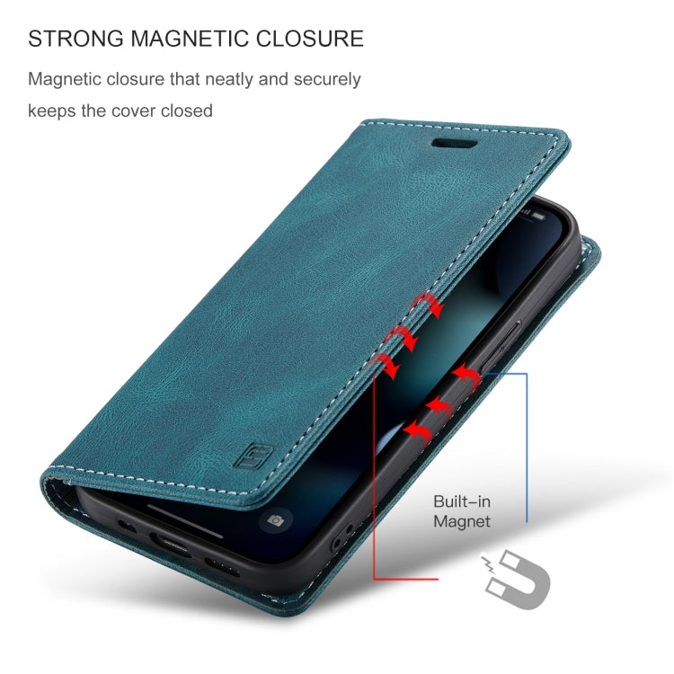 For iPhone 13 AutSpace A01 Retro Skin-feel Crazy Horse Texture Horizontal Flip Leather Case with Holder & Card Slots & Wallet & RFID