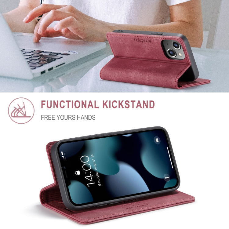 For iPhone 13 AutSpace A01 Retro Skin-feel Crazy Horse Texture Horizontal Flip Leather Case with Holder & Card Slots & Wallet & RFID