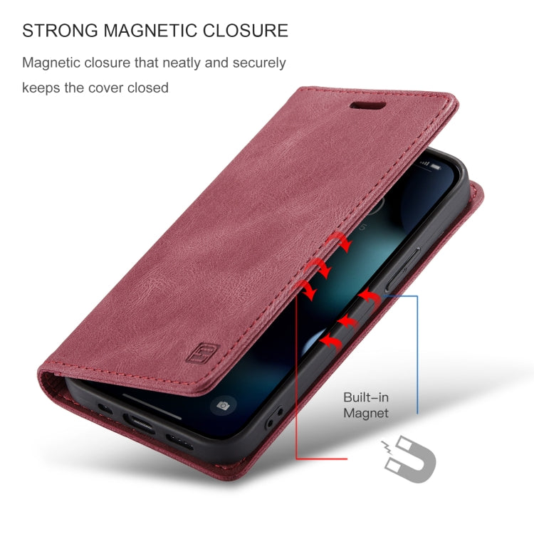 For iPhone 13 AutSpace A01 Retro Skin-feel Crazy Horse Texture Horizontal Flip Leather Case with Holder & Card Slots & Wallet & RFID