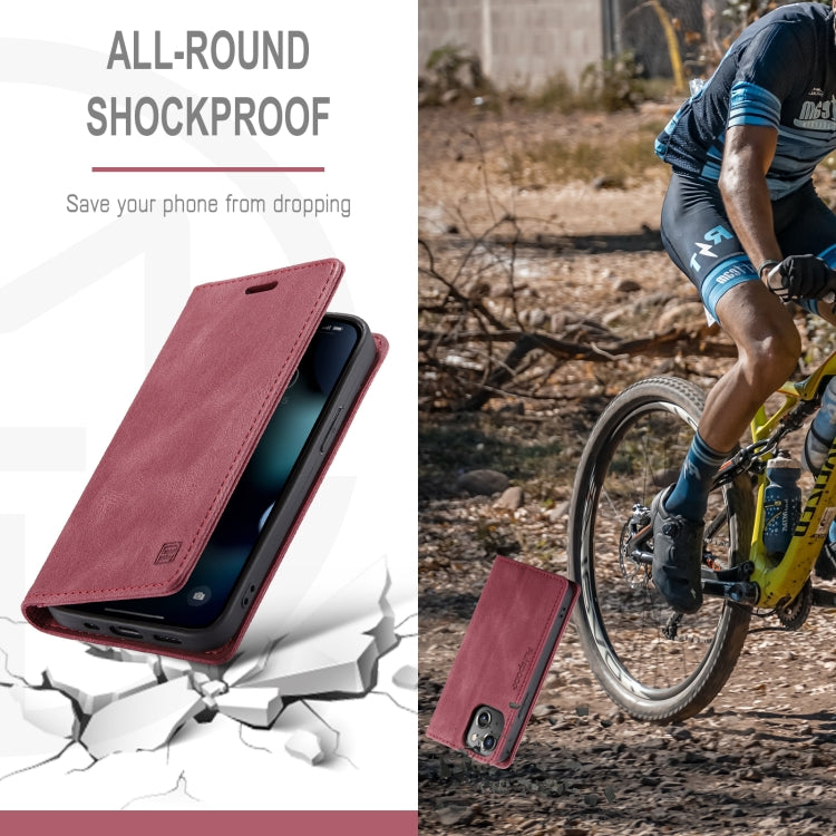 For iPhone 13 AutSpace A01 Retro Skin-feel Crazy Horse Texture Horizontal Flip Leather Case with Holder & Card Slots & Wallet & RFID