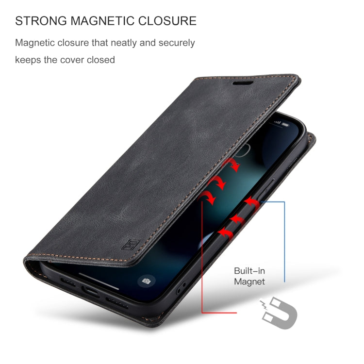 For iPhone 13 Pro AutSpace A01 Retro Skin-feel Crazy Horse Texture Horizontal Flip Leather Case with Holder & Card Slots & Wallet & RFID